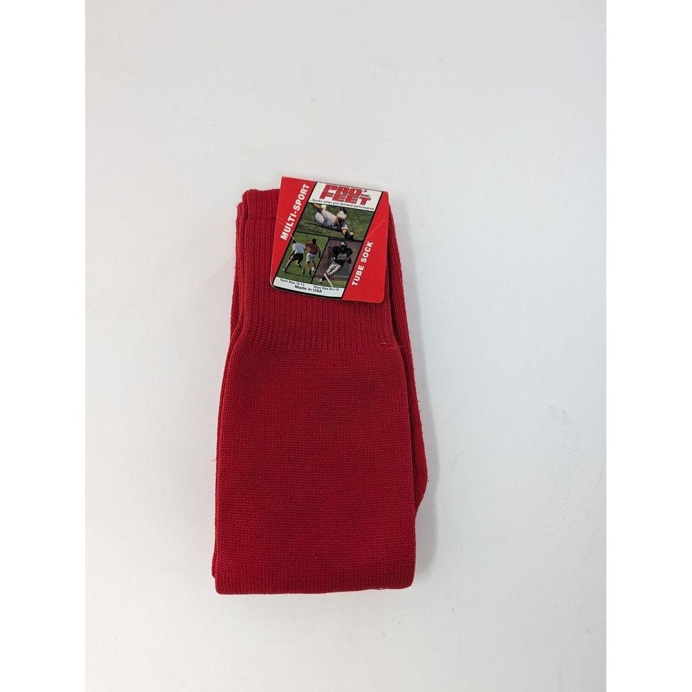 Pro Feet Multi-Sport Tube Socks Scarlet Red 289 Athletic Size 10-13 Made in USA